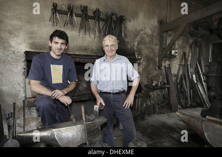Portrait of blacksmiths in workshop Stock Photo