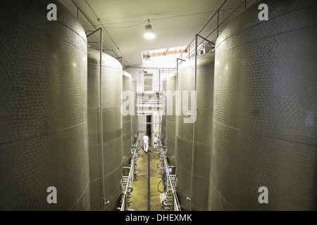 Large tanks in a brewery Stock Photo