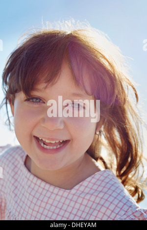 Close up portrait of young girl, Utvalnas, Gavle, Sweden Stock Photo