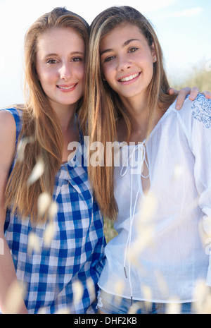 Portrait of two teenage girls, Tuscany, Italy Stock Photo