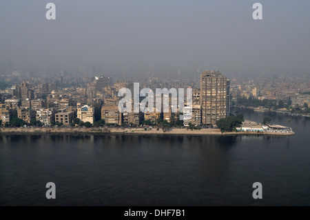 View at the high rise buildings of Zamalek district on the island of ...