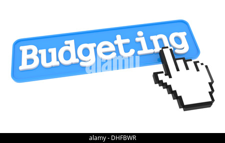 Budgeting Button with Hand Cursor. Stock Photo