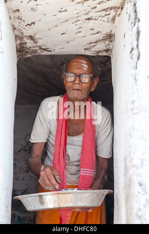 Temple priest at Mulayangiri Chikmagalur Karnataka India Stock Photo