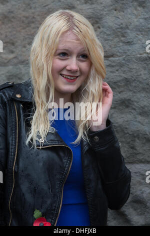 Bristol, UK. 09th Nov, 2013. Hundreds of people queue in the rain for th first worldwide auditions for the new Star Wars  movie. Lauren Thomas travelled from Caerphilly, South Wales only to find the queue had been closed Credit:  Rob Hawkins/Alamy Live News Stock Photo