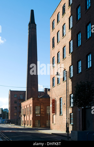 Chimney of the former Macintosh Mill (later Dunlop). The mill is now apartments. Hulme Street, Manchester, England, UK Stock Photo