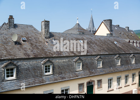 Historic slate roofs in Bernkastel, Germany Stock Photo