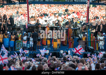 A concert held in the Mall on June 4th 2012 at Buckingham Palace in London to celebrate H.M. the Queen’s diamond jubilee. Stock Photo