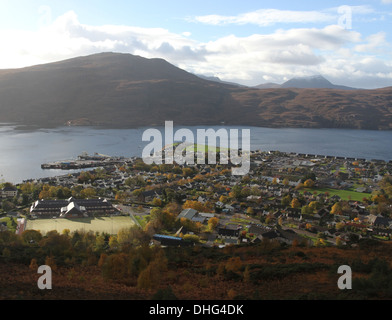 Elevated view of Ullapool Scotland  November 2013 Stock Photo