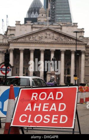 Road Closed traffic sign in London England UK Stock Photo
