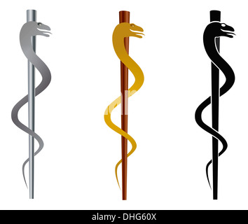 Rod of Asclepius Medical Symbol Isolated on White Background Illustration Stock Photo