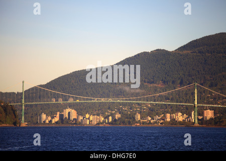 Canada, Vancouver, Lions Gate Bridge, Burrard Inlet, Stock Photo