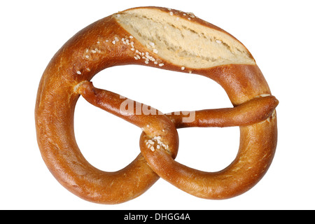 A Bavarian Pretzel isolated on a white background Stock Photo