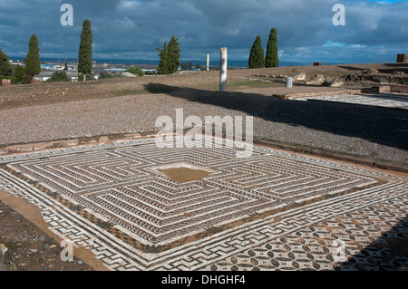 Mosaic floor, House of Neptune, Roman ruins of Italica -2nd century, Santiponce, Seville-province, Andalusia, Spain, Europe Stock Photo