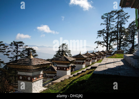 The memorial stuppa at Dochula pass, Bhutan. Stock Photo