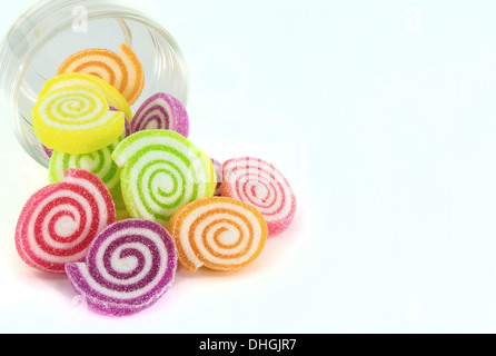 Many multi-colored jelly in a glass. Stock Photo