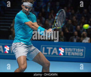 London, UK. 10th Nov, 2013. Rafael Nadal [ESP] in action against Roger Federer [SUI] in the semi-final match of The ATP World Tour Finals 2013 at the O2 Arena London. Credit:  Action Plus Sports/Alamy Live News Stock Photo