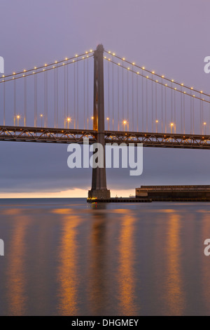 Dawn shot of the San Francisco Oakland Bay Bridge. Stock Photo