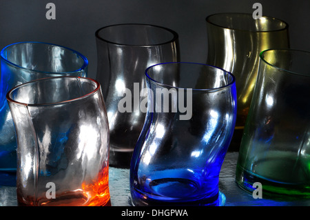 colored glass vessels Stock Photo