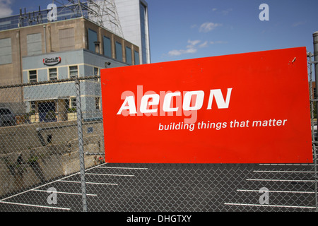 The Aecon construction logo at the Nova Scotia Power headquarters located in Halifax Stock Photo