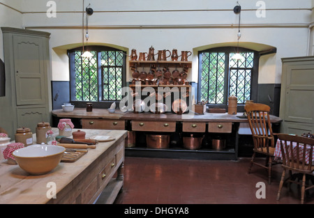 Copper wear in the kitchens at Dunham Massey NT property Cheshire England UK