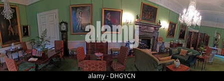 Panorama of the Green Room, Dunham Massey, NT property, Altrincham, Cheshire, England UK Stock Photo