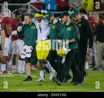 Oregon wide receiver Josh Huff sports a pink and black Duck jersey before an NCAA college football game against Washington State in Eugene Ore. Saturday Oct. 19 2013. AP Photo Don Ryan Stock