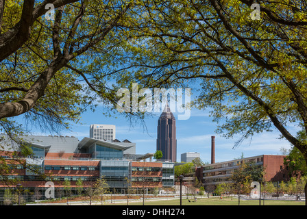 Georgia Tech campus with view of Midtown Atlanta skyline. (USA) Stock Photo