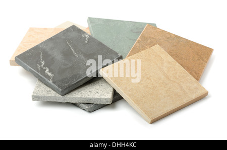 Stone tiles samples isolated on white Stock Photo
