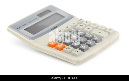 Desktop calculator isolated on white Stock Photo