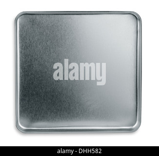 Top view of empty metal box isolated on white Stock Photo
