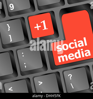 red social media buttons on keyboard Stock Photo