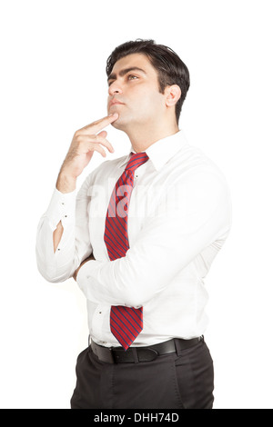 Business Man thinking in isolation on a white background for clipping Stock Photo