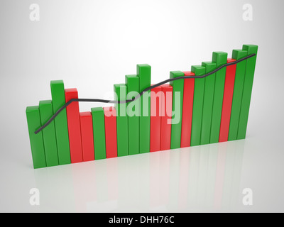 Colored Bar Diagramm - Tendency Up Stock Photo