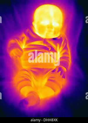 Thermal image of three month old baby Stock Photo