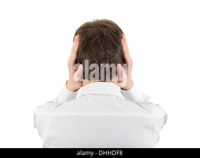Man With Closed Ears Stock Photo