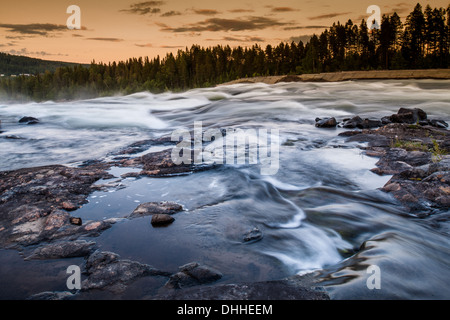 River flowing over rocks, Storforsen, Lapland, Sweden Stock Photo