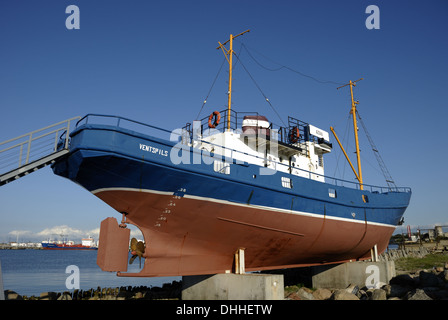 Fishing Boat in Ventspils Stock Photo