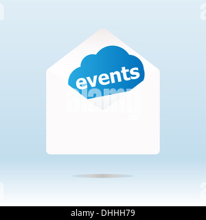 events word on blue cloud on envelope Stock Photo