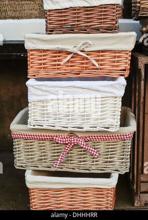 Pile of wicker baskets on sale in public street market Stock Photo - Alamy