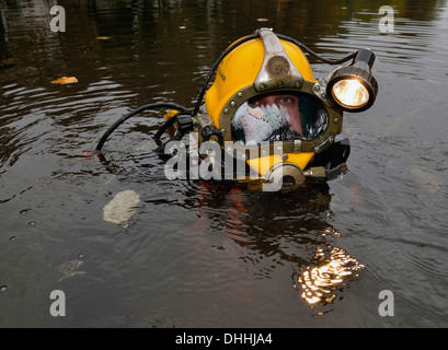 Professional diver at work on a construction site, Hamburg, Hamburg, Germany Stock Photo