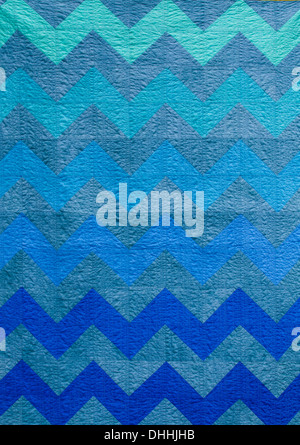 Blue Chevron Quilt Stock Photo