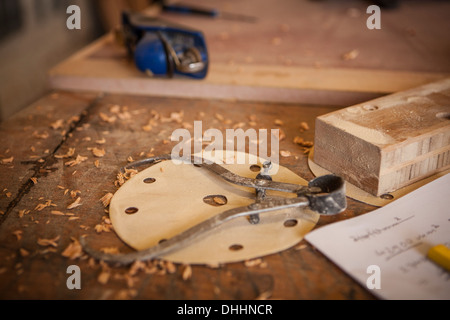 In a cabinet makers workshop, some close ups of tools of the trade Stock Photo