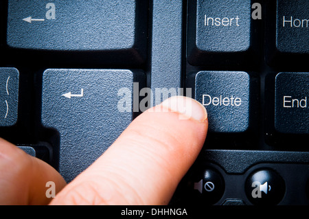 pressing a keyboard delete key Stock Photo