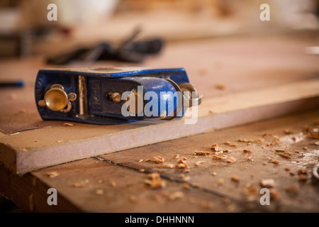 In a cabinet makers workshop, some close ups of tools of the trade Stock Photo