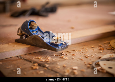 In a cabinet makers workshop, some close ups of tools of the trade Stock Photo