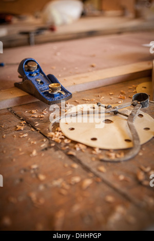 In a cabinet makers workshop, some close ups of tools of the trade Stock Photo