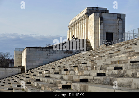 Large grandstand at Zeppelinfeld, Zeppelin Field, Nazi party rally grounds, Nuremberg, Middle Franconia, Bavaria, Germany Stock Photo