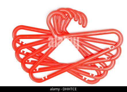 red plastic coat hanger Stock Photo