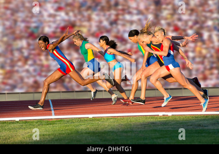 Runners at finish line Stock Photo