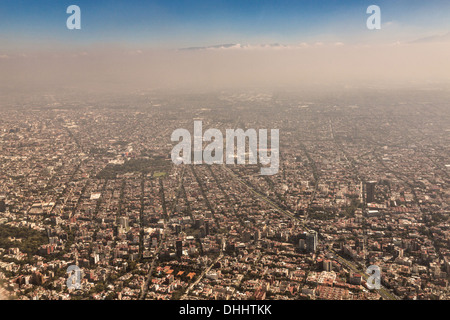 Aerial view of urban sprawl and smog November 6, 2013 in Mexico City